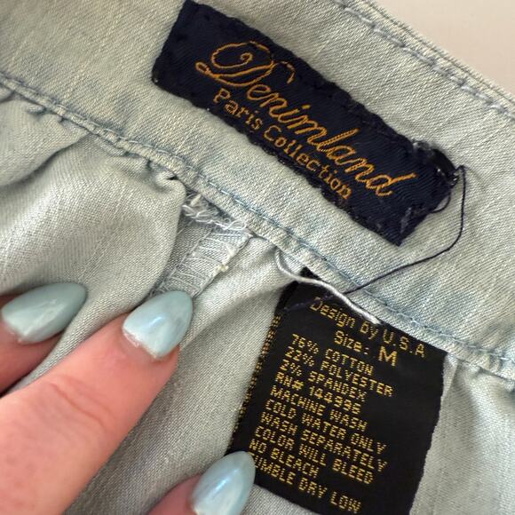 90s Vintage DENIMLAND  Floral Embroidered Maxi Button Front Jean Skirt Medium - Picture 8 of 9